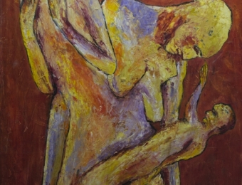 a mother- child , man ,  24x36, Oil 2013