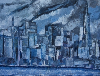 sf blue  36x48 Oil